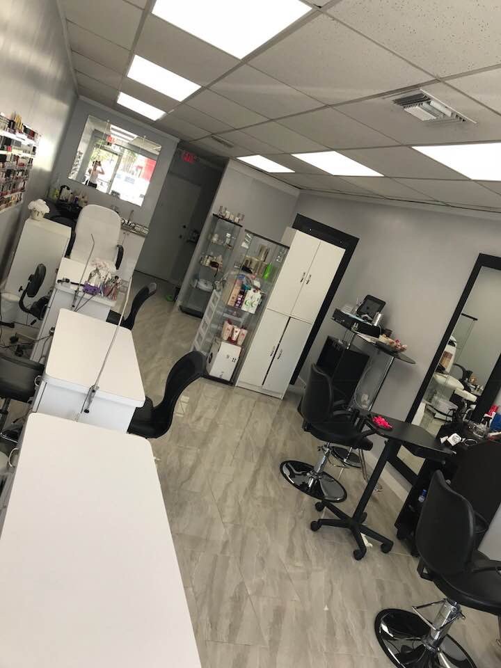 Pedicure station with polished toes
