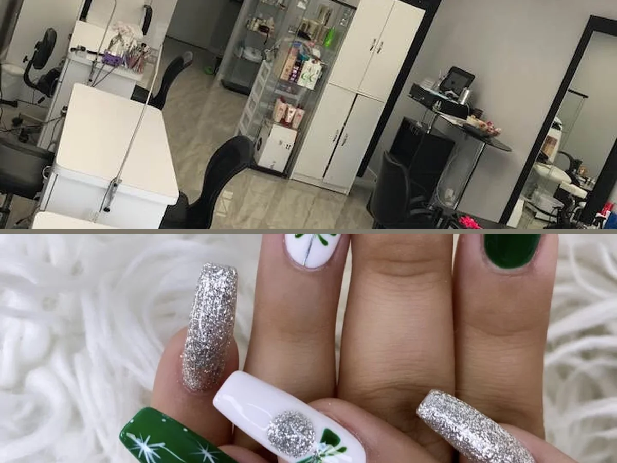 Pedicure station with polished toes